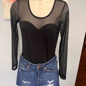 Black Sheer Long Sleeve bodysuit